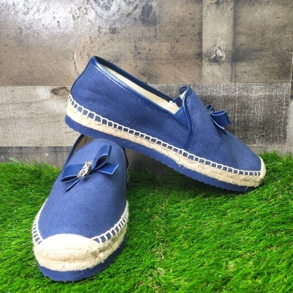NEW MICHAEL KORS NAVY BOW TIE ESPADRILLES SZ 8
